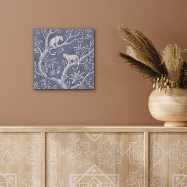 Dieren - Jungle - Illustratie - Bomen - Blauw aluminium wit klein -sfeer4