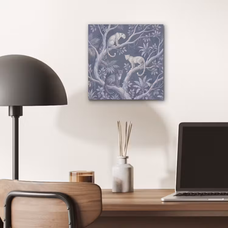 Dieren - Jungle - Illustratie - Bomen - Blauw aluminium wit klein -sfeer5