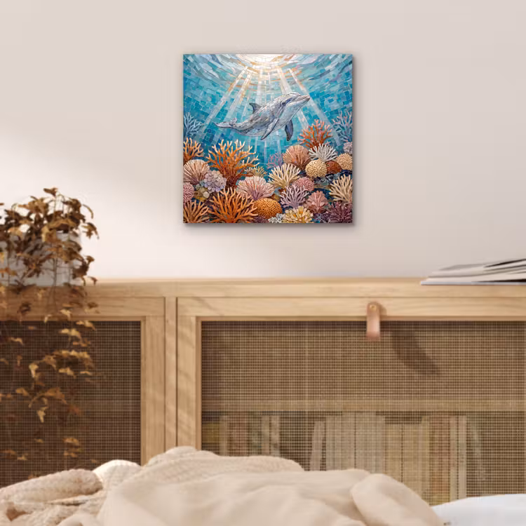 Dieren - Mozaïek - Oceaan - Koraal - Blauw aluminium wit klein -sfeer3