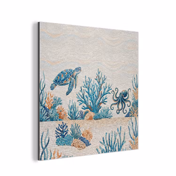 Dieren - Onderwater - Natuur - Mozaïek - Blauw aluminium wit klein -3d