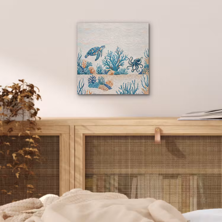 Dieren - Onderwater - Natuur - Mozaïek - Blauw aluminium wit klein -sfeer3
