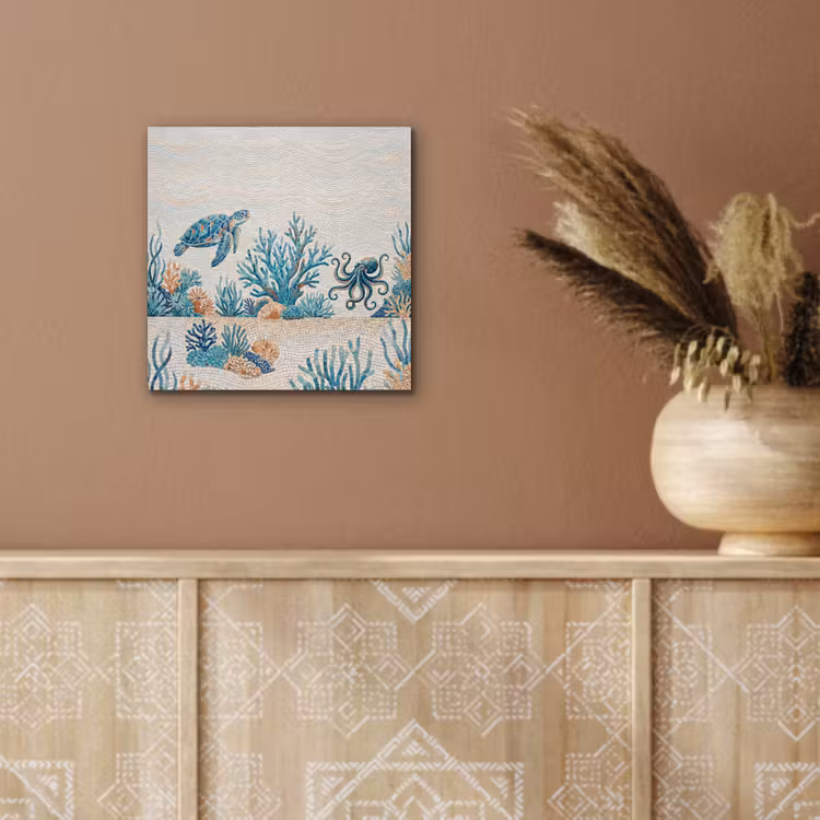Dieren - Onderwater - Natuur - Mozaïek - Blauw aluminium wit klein -sfeer4