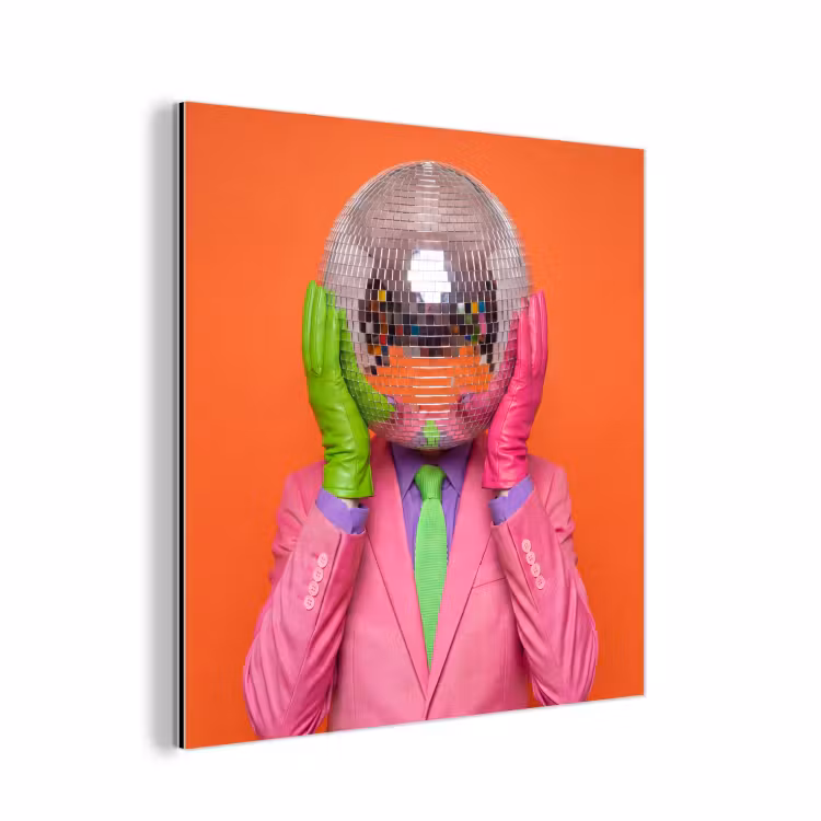 Kunst - Disco bal - Kleurrijk - Modern - Studio aluminium wit klein -3d