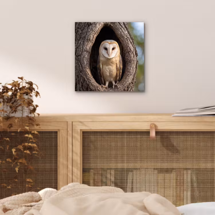 Kerkuil - Boom - Natuur - Bruin aluminium wit klein -sfeer3