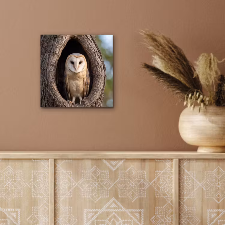Kerkuil - Boom - Natuur - Bruin aluminium wit klein -sfeer4