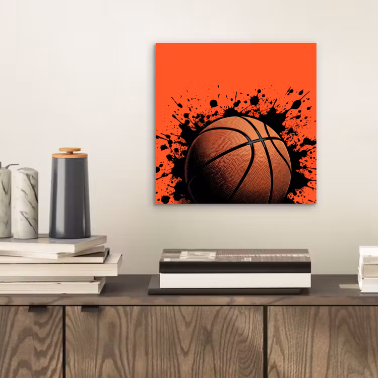 Basketbal - Verf - Sport - Oranje aluminium wit klein -sfeer1