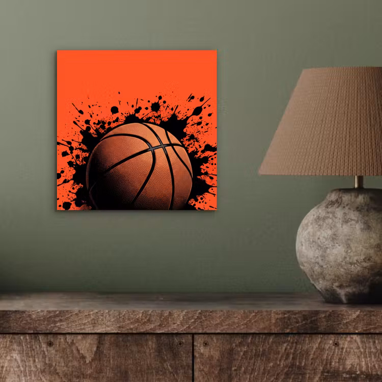 Basketbal - Verf - Sport - Oranje aluminium wit klein -sfeer2
