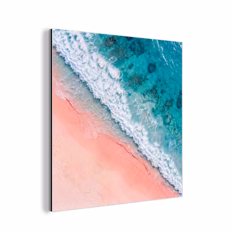 Strand - Oceaan - Golven - Roze Zand - Natuur aluminium wit klein -3d