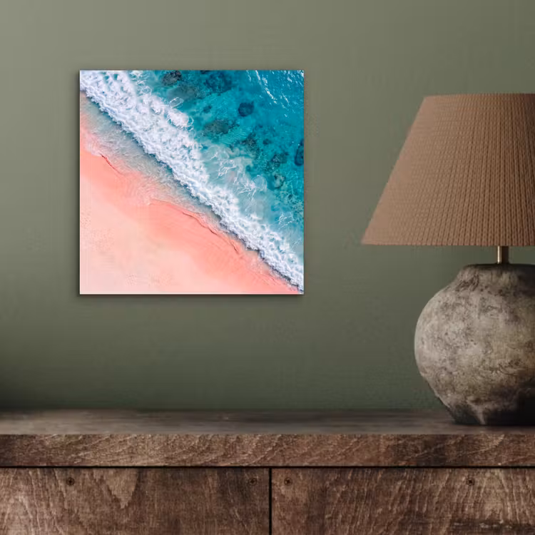 Strand - Oceaan - Golven - Roze Zand - Natuur aluminium wit klein -sfeer2