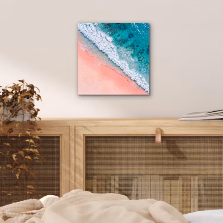 Strand - Oceaan - Golven - Roze Zand - Natuur aluminium wit klein -sfeer3