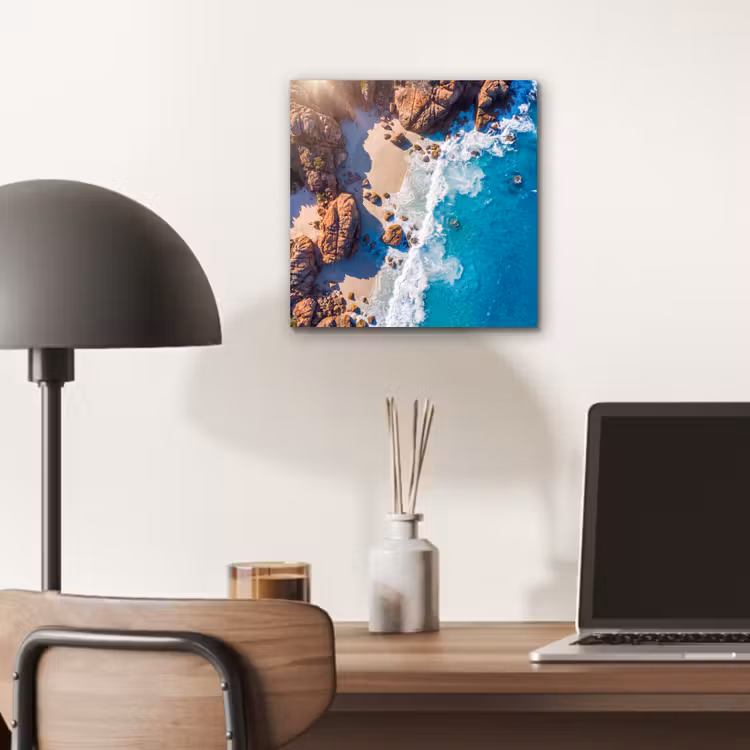 Strand - Zee - Rotsen - Natuur - Blauw aluminium wit klein -sfeer5