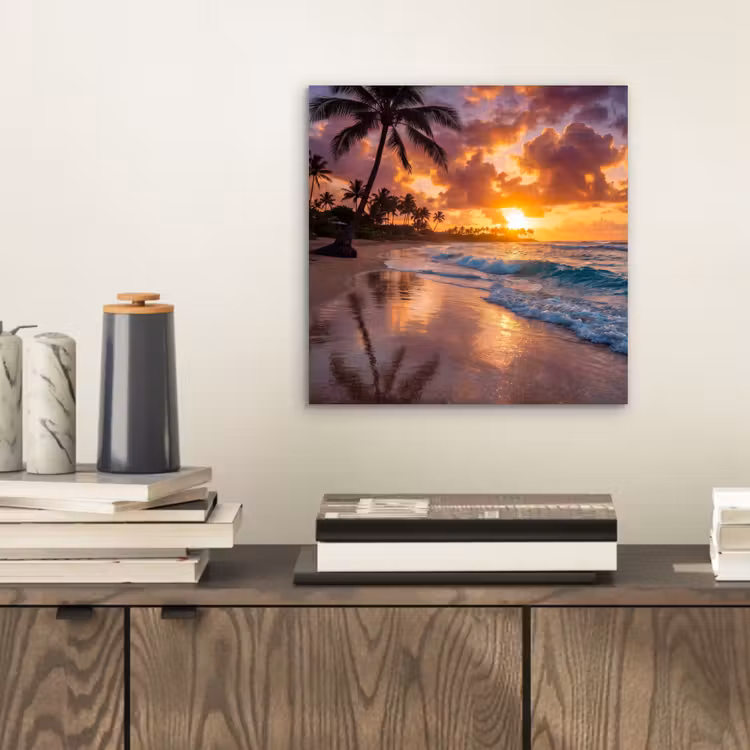 Strand - Zonsopgang - Tropisch - Natuur - Oranje aluminium wit klein -sfeer1