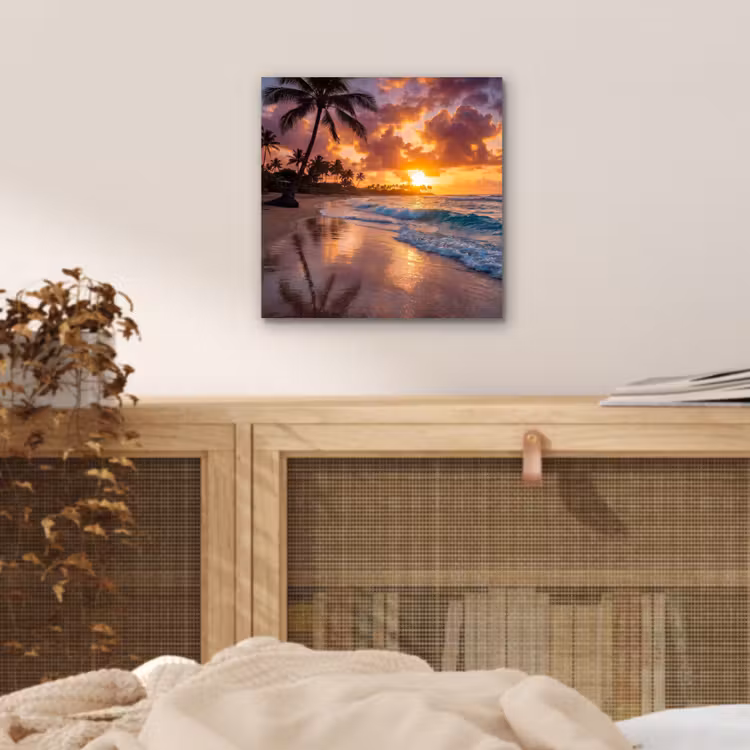 Strand - Zonsopgang - Tropisch - Natuur - Oranje aluminium wit klein -sfeer3
