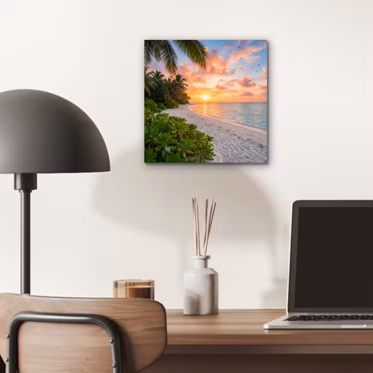 Strand - Zonsondergang - Palmbomen - Tropisch - Natuur aluminium wit klein -sfeer5