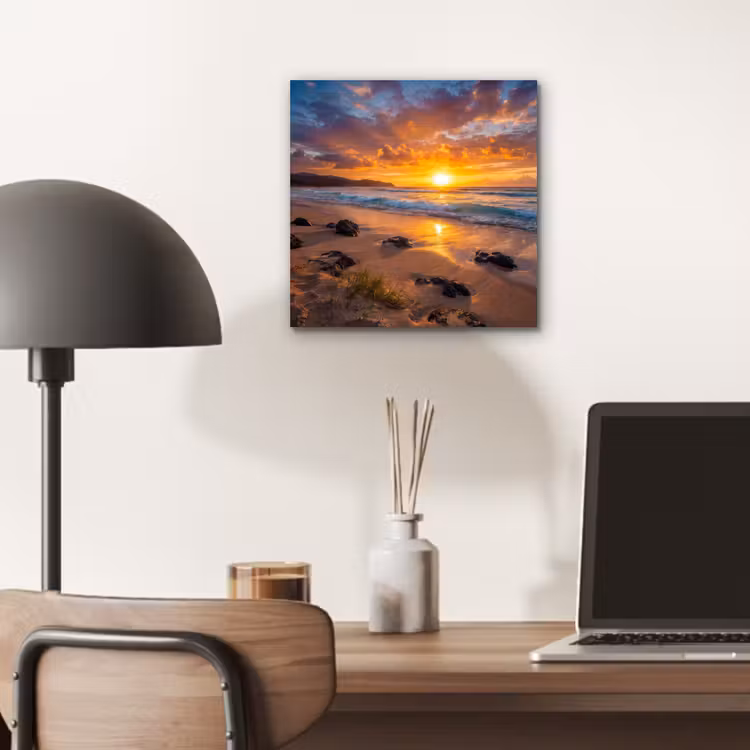 Strand - Zonsondergang - Golven - Natuur - Oranje aluminium wit klein -sfeer5