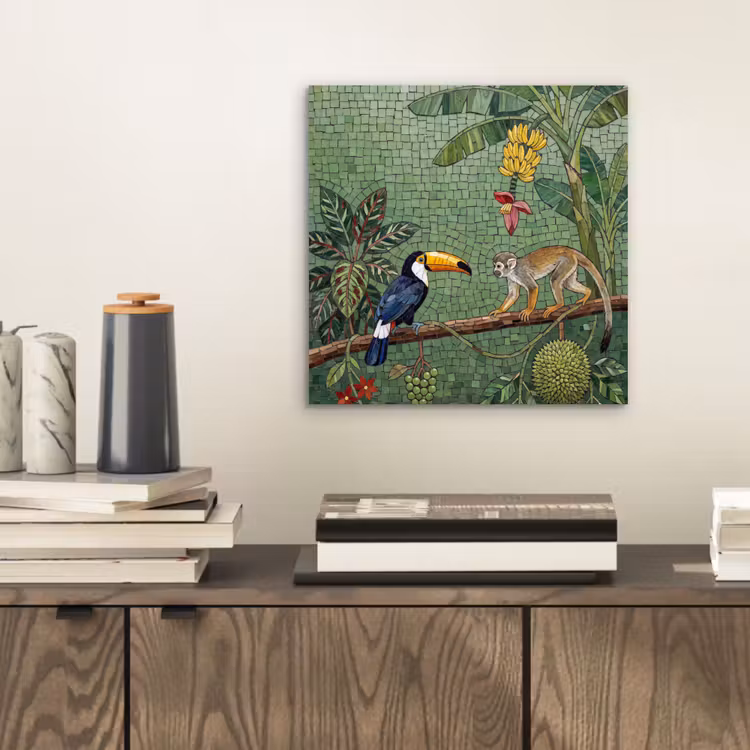 Vogel - Dier - Jungle - Mozaïek - Natuur aluminium wit klein -sfeer1