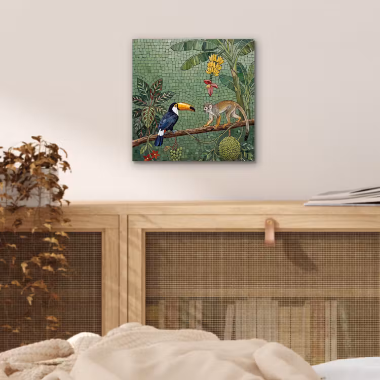 Vogel - Dier - Jungle - Mozaïek - Natuur aluminium wit klein -sfeer3