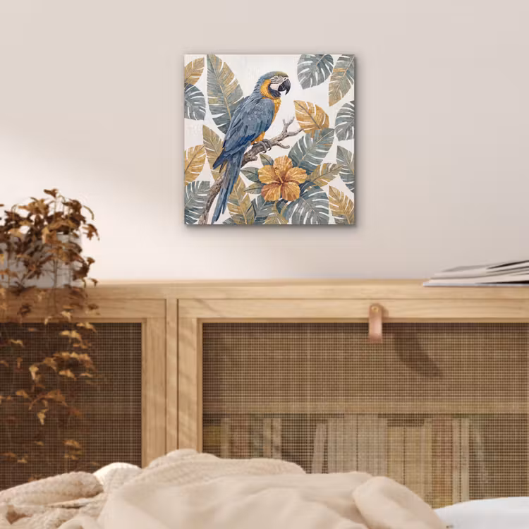 Vogel - Tak - Natuur - Mozaïek - Blauw aluminium wit klein -sfeer3
