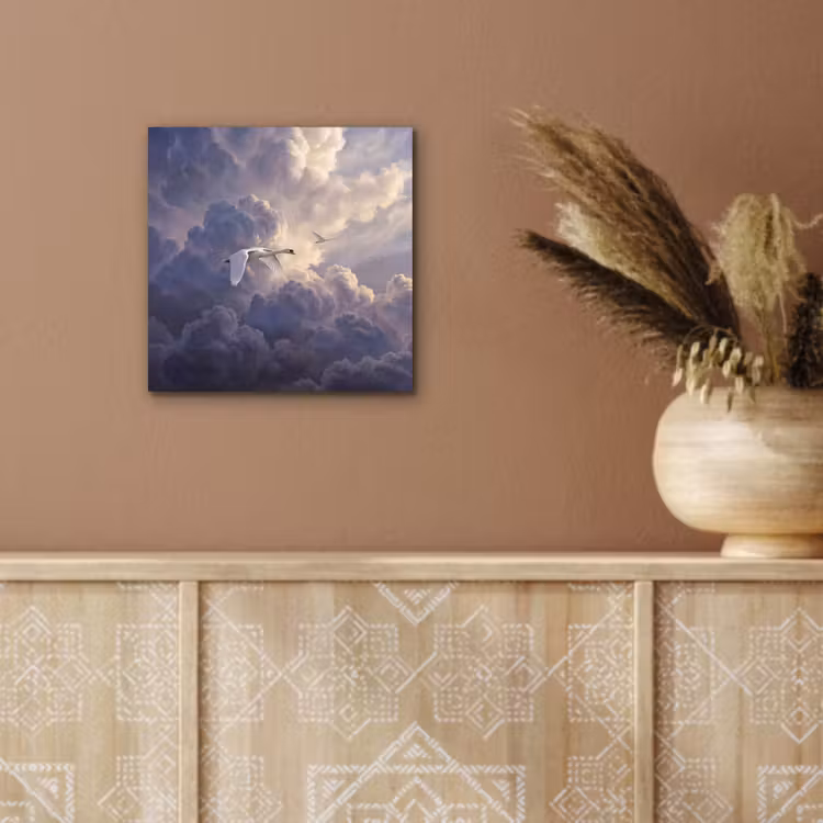 Vogel - Vliegend - Natuur - Wit - Wolken aluminium wit klein -sfeer4