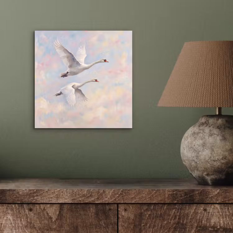 Vogel - Vliegend - Lucht - Modern - Pastel aluminium wit klein -sfeer2