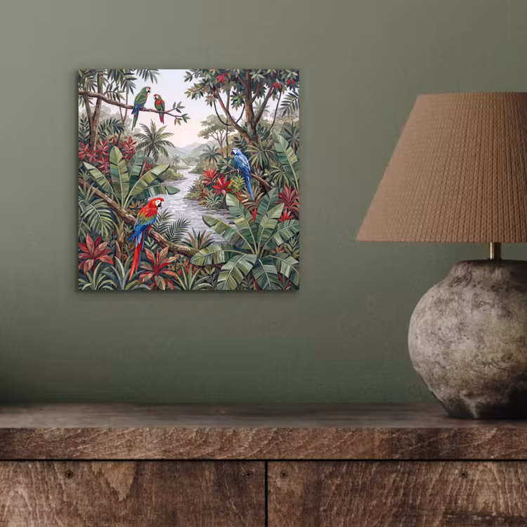 Vogel - Jungle - Natuur - Mozaïek - Groen aluminium wit klein -sfeer2