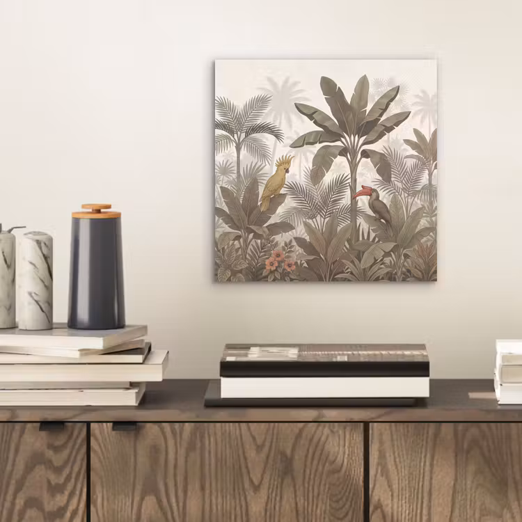 Vogel - Jungle - Tropisch - Illustratie - Groen aluminium wit klein -sfeer1