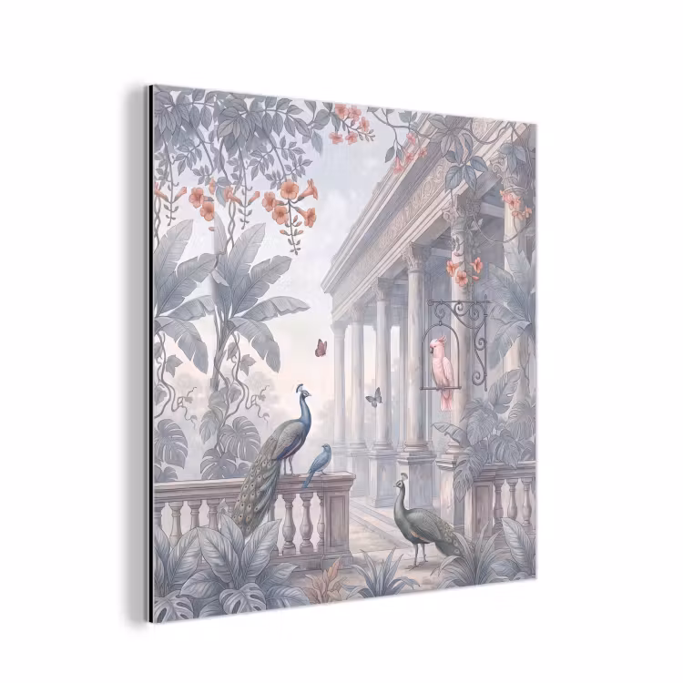Vogel - Pauw - Architectuur - Klassiek - Groen aluminium wit klein -3d