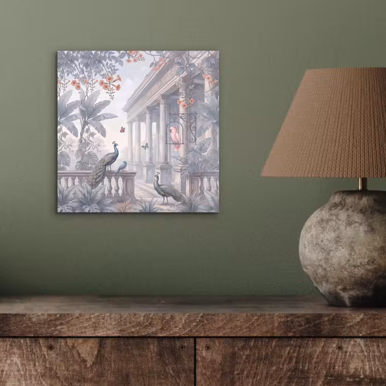Vogel - Pauw - Architectuur - Klassiek - Groen aluminium wit klein -sfeer2