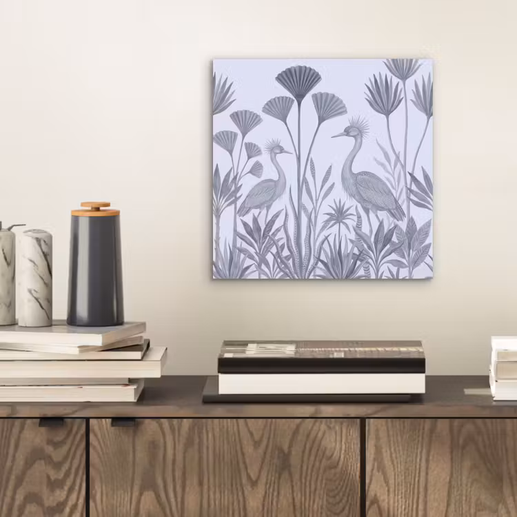 Vogel - Tropisch - Illustratie - Blauwgrijs - Natuur aluminium wit klein -sfeer1