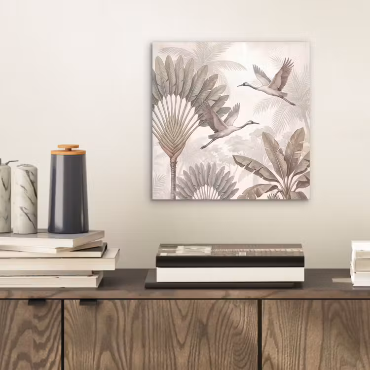 Vogel - Tropisch - Jungle - Natuur - Beige aluminium wit klein -sfeer1