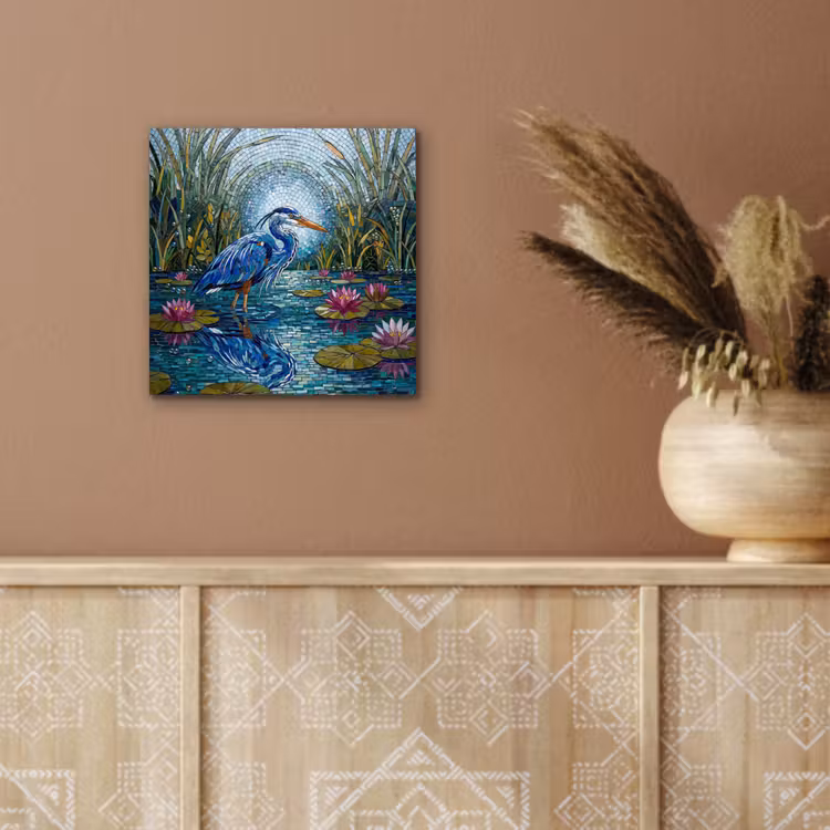 Vogel - Water - Natuur - Abstract - Blauw aluminium wit klein -sfeer4