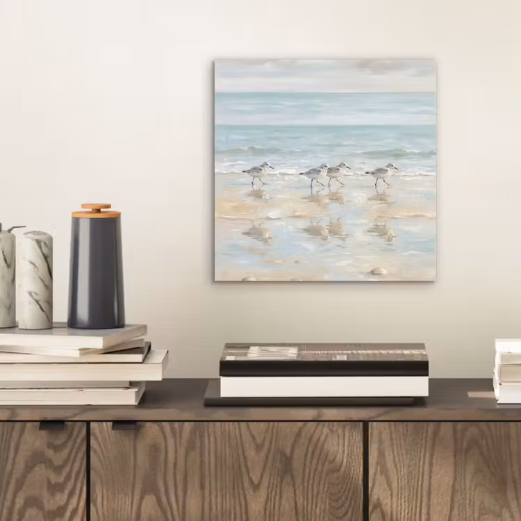 Vogels - Strand - Zee aluminium wit klein -sfeer1