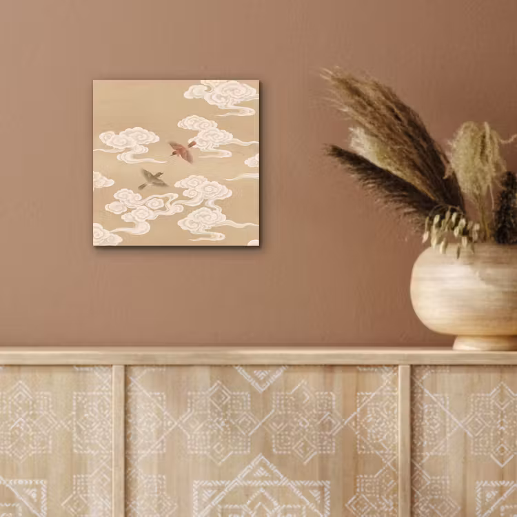 Vogels - Vliegen - Beige aluminium wit klein -sfeer4