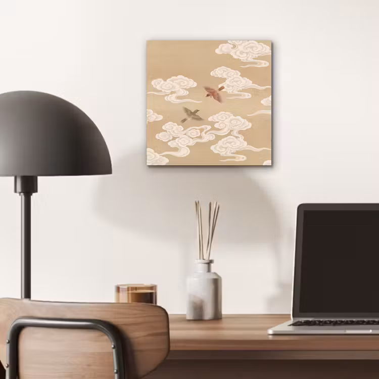 Vogels - Vliegen - Beige aluminium wit klein -sfeer5
