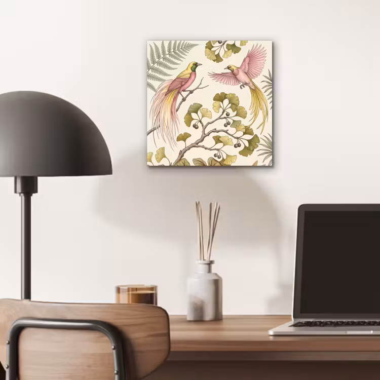 Vogels - Tropisch - Botanisch - Roze aluminium wit klein -sfeer5