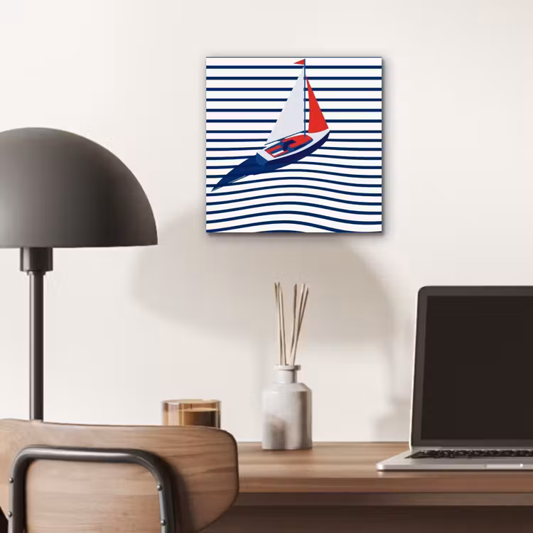 Boot - Water - Abstract - Blauw aluminium wit klein -sfeer5