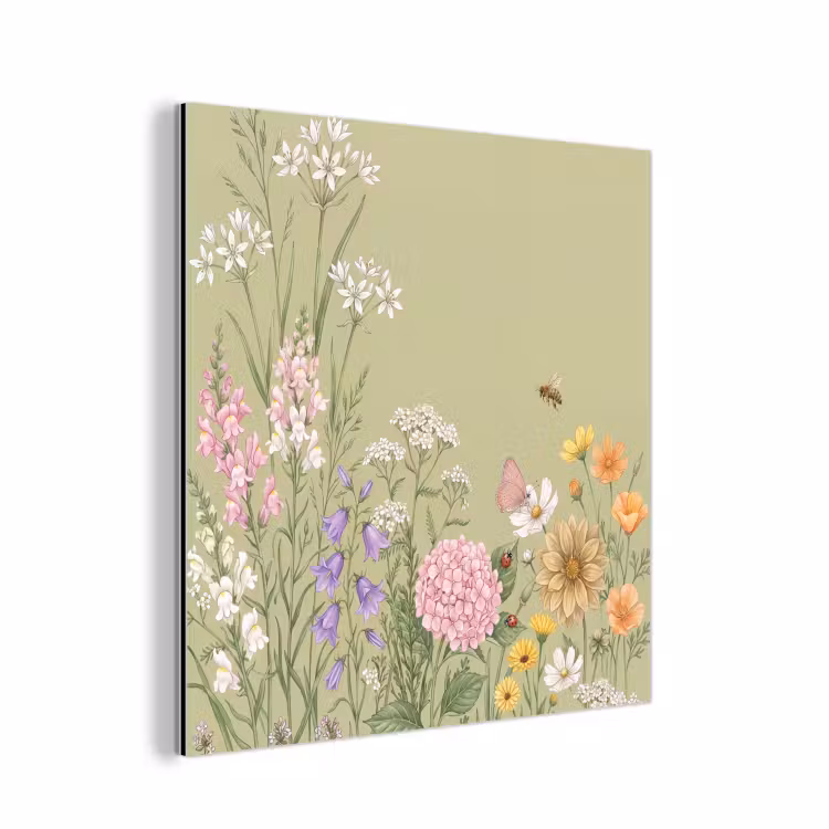 Botanisch - Bloemen - Kleurrijk aluminium wit klein -3d