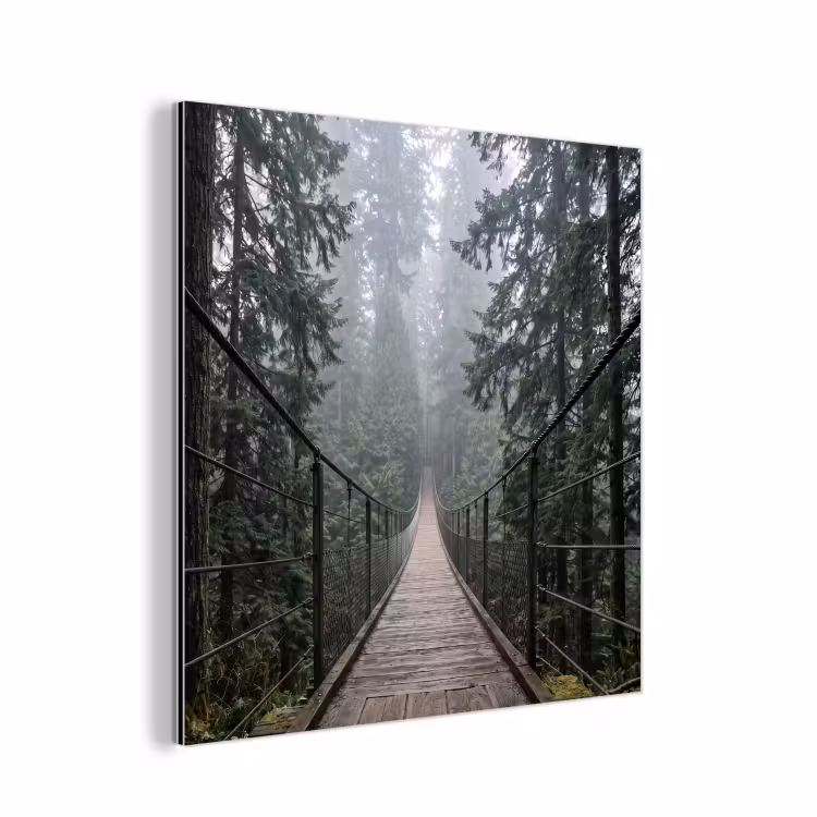 Brug - Bos - Mist - Natuur aluminium wit klein -3d