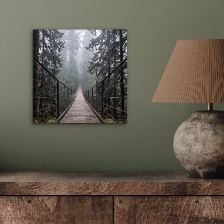 Brug - Bos - Mist - Natuur aluminium wit klein -sfeer2