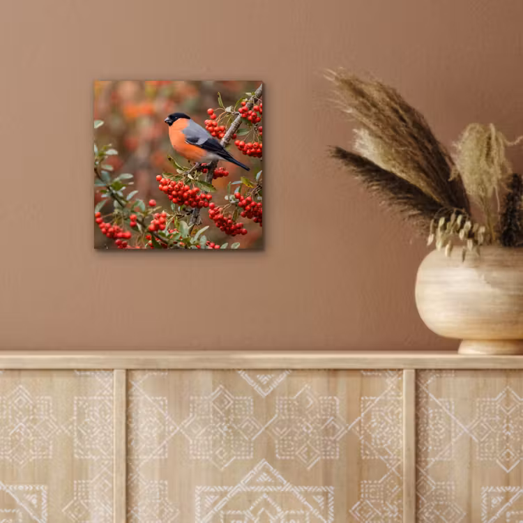 Goudvink - Bessen - Herfst - Natuur - Kleurrijk aluminium wit klein -sfeer4