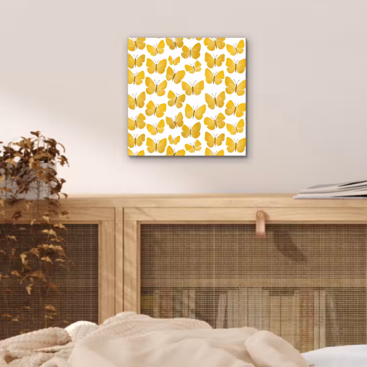 Vlinders - Botanisch - Illustratie - Geel - Wit aluminium wit klein 46 -sfeer3