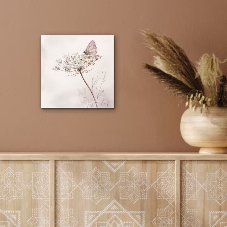 Vlinder - Bloem -Natuur - Beige aluminium wit klein -sfeer4
