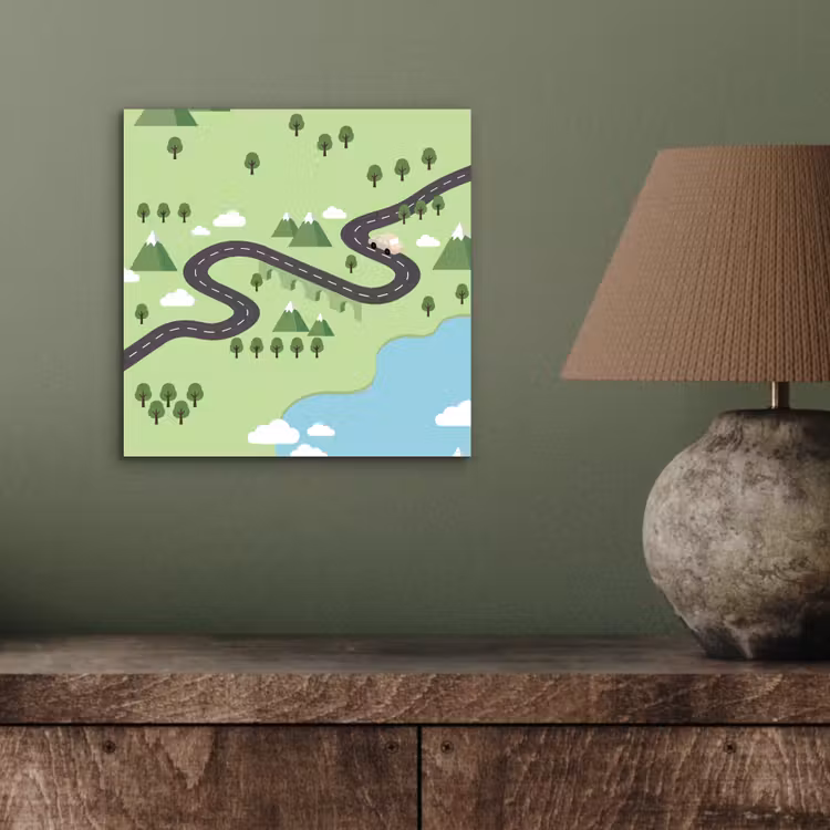 Auto - Bergweg - Natuur - Illustratie aluminium wit klein -sfeer2