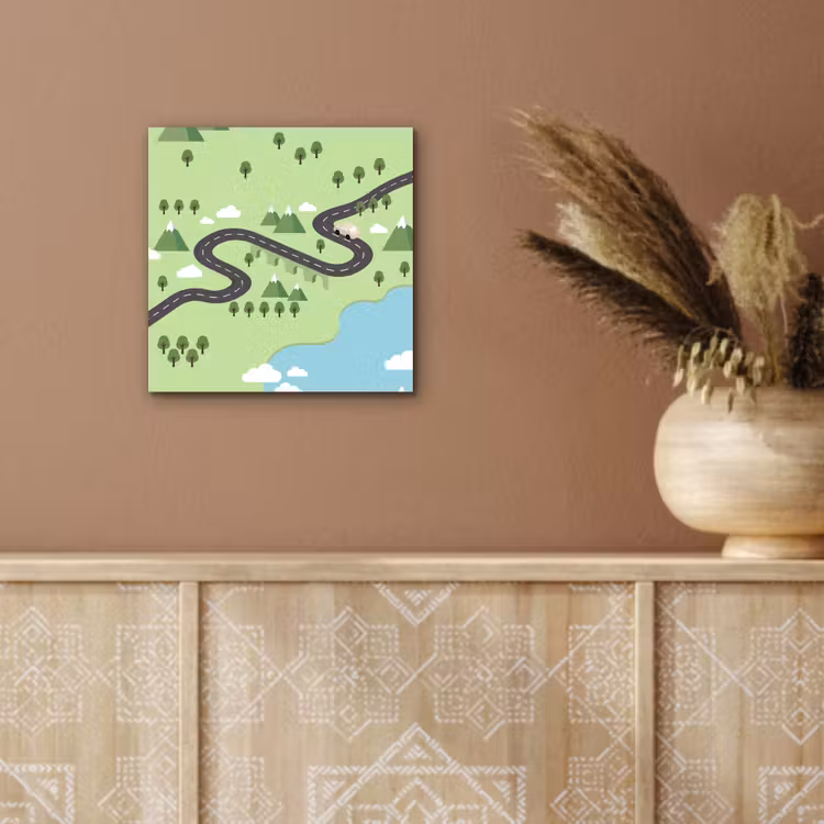 Auto - Bergweg - Natuur - Illustratie aluminium wit klein -sfeer4