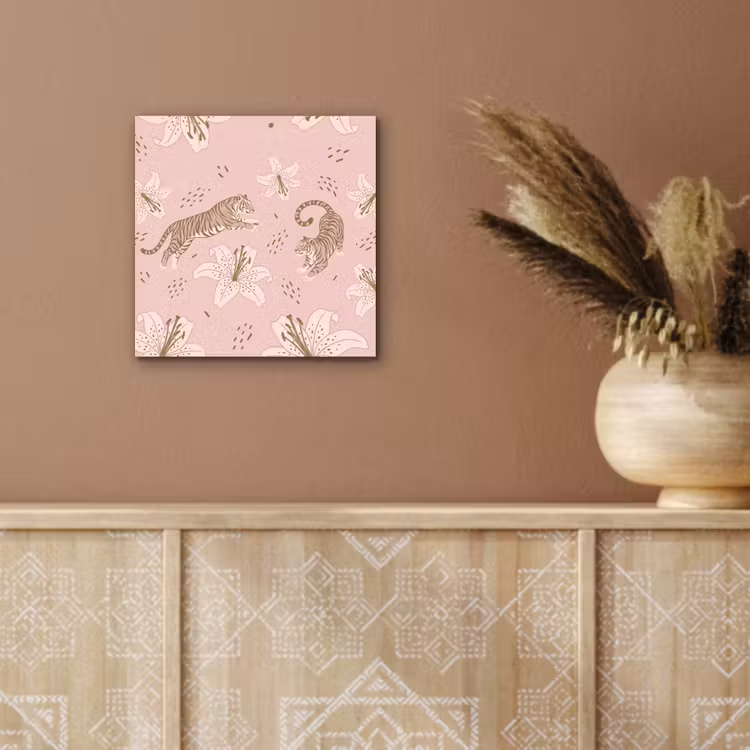 Kat - Springend - Bloemen - Abstract - Roze aluminium wit klein -sfeer4