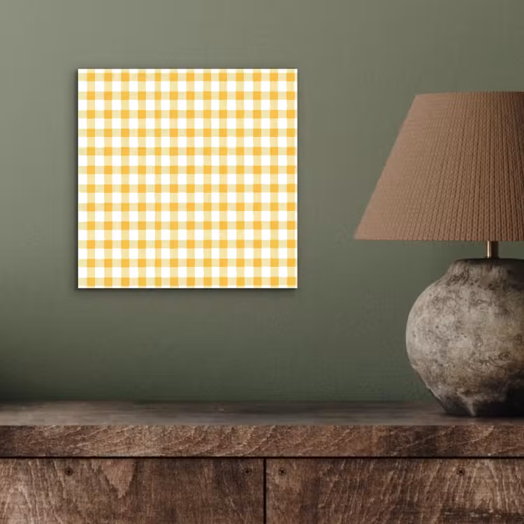 Ruit - Gingham - Klassiek - Geel en Wit aluminium wit klein 46 -sfeer2