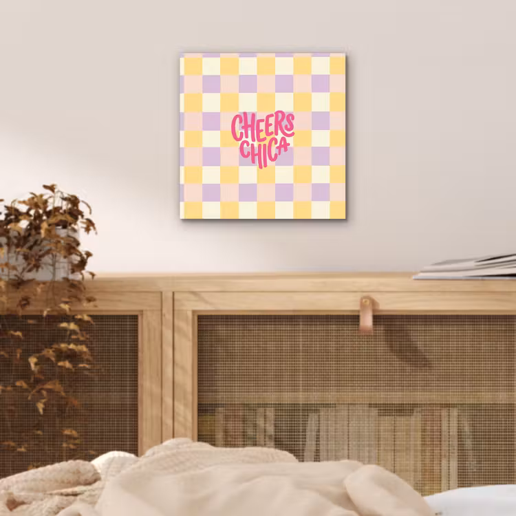 Cheers Chica - Ruitjes - Lila - Geel aluminium wit klein -sfeer3
