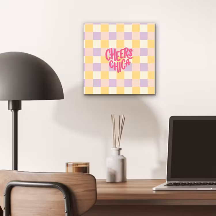 Cheers Chica - Ruitjes - Lila - Geel aluminium wit klein -sfeer5
