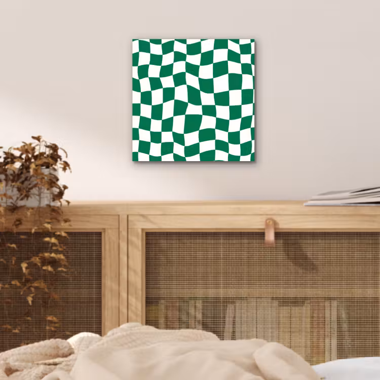 Schaakbord - Golvend - Groen aluminium wit klein 46 -sfeer3