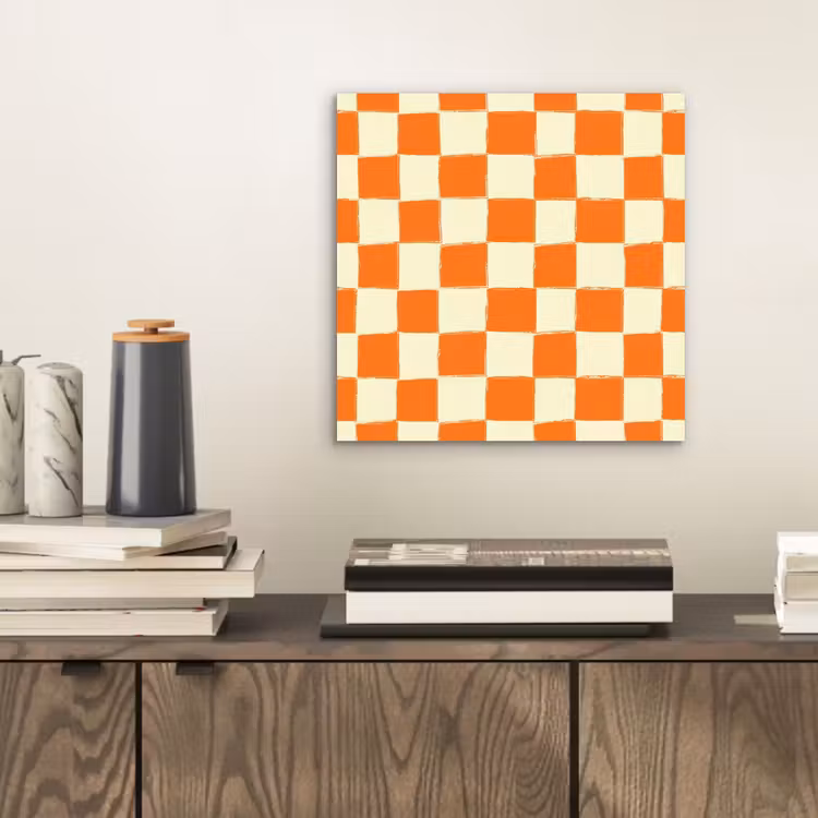 Schaak - Patroon - Oranje aluminium wit klein 46 -sfeer1